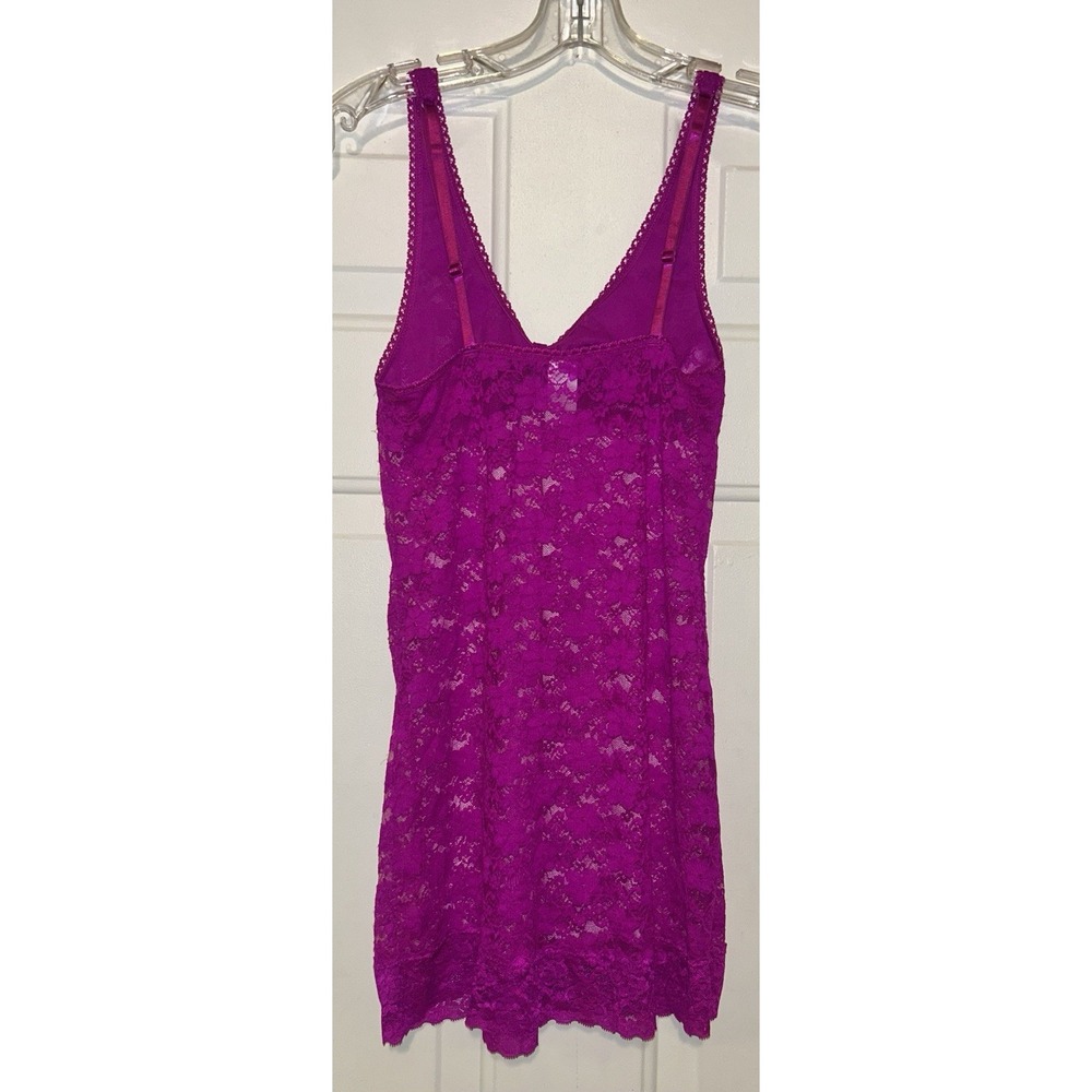 Rampage Intimates Magenta Pink Floral Lace‎ Chemise Slip Dress S Purple V Neck